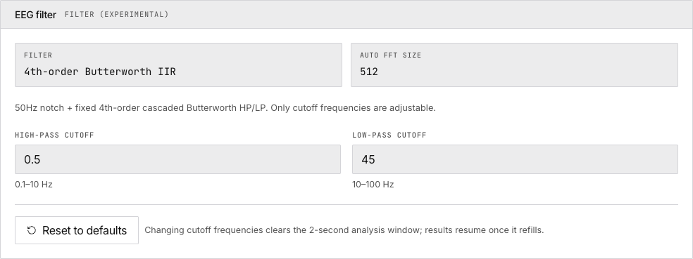 Filter controls